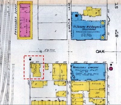 A Sanborn Fire Insurance map section.