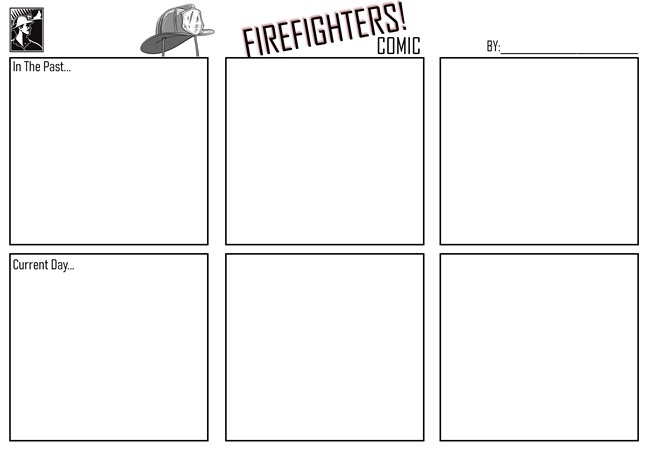 Six empty squares of equal size below a bold type that reads "Comic Strip"