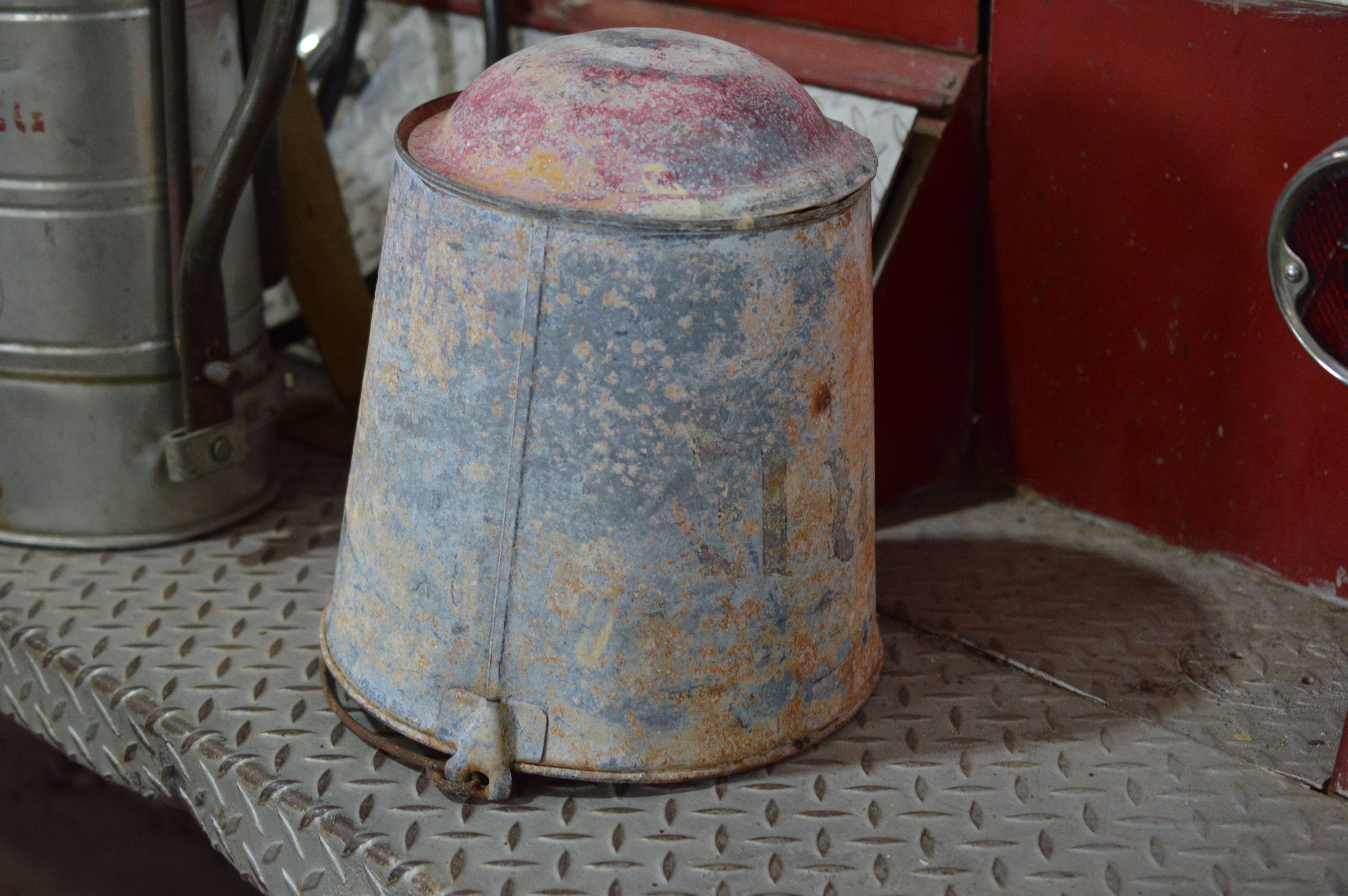 A bucket that was used in a bucket brigade