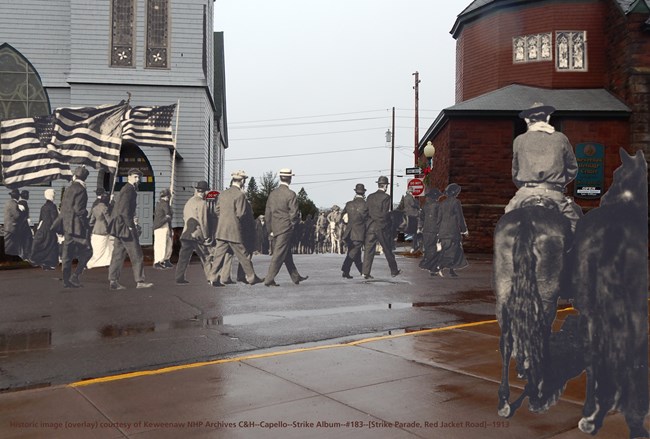 Historical photo overlaid onto a present day photo
