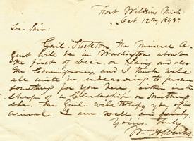 Archival material: A letter from Capt. Wm. Alburtus to his brother Sam from Fort Wilkins, dated October 12, 1845.