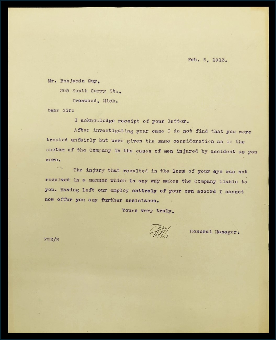 A historic document from the MTU Archives.