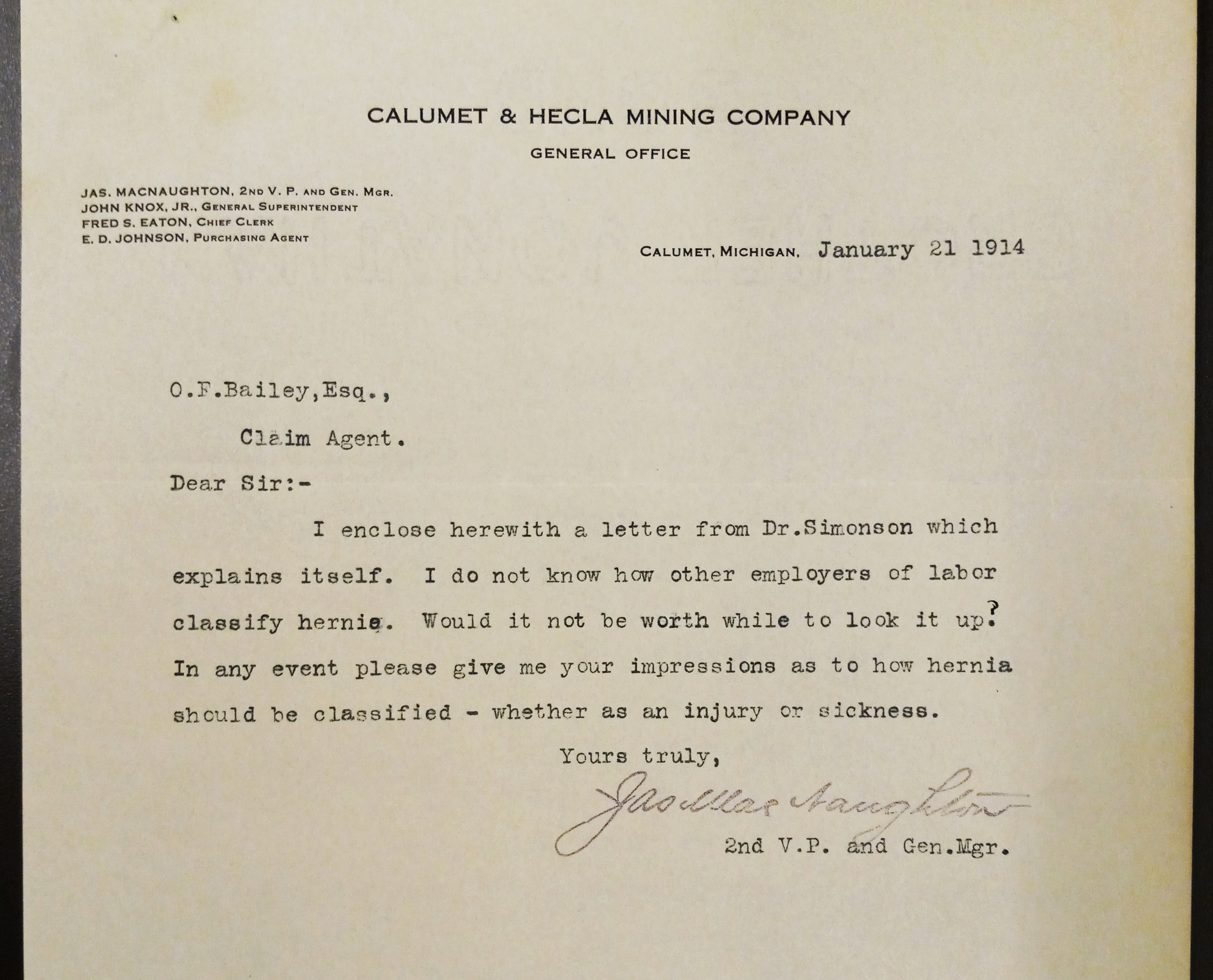 A historic document from the MTU Archives.