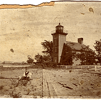 Historic Photo: James and Tom Corgan at the Ontonagon Lighthouse, circa 1904.