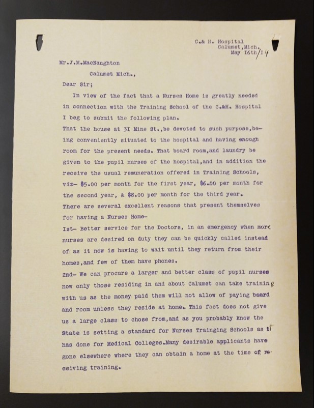 A historic document from the MTU Archives.