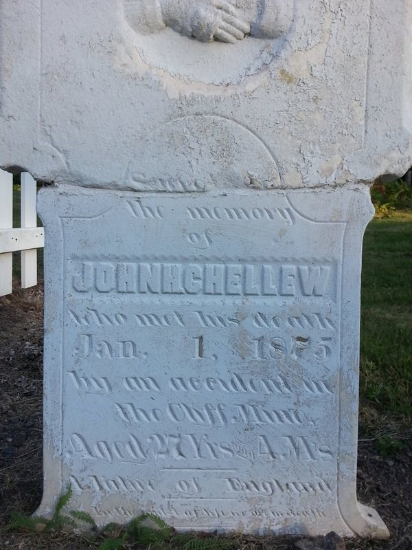 Grave marker for John Chellew.
