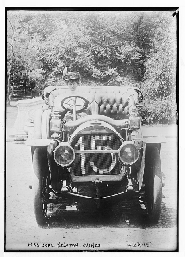 Joan Newton Cuneo Sickman with her car