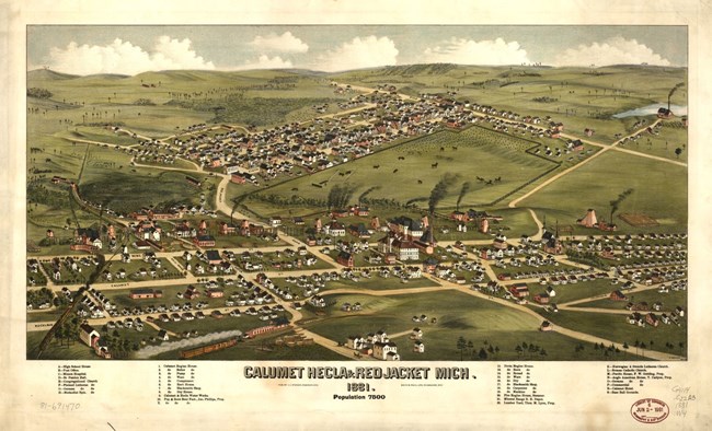 Colored map of Calumet in 1881
