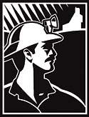 Commision black and white miner logo