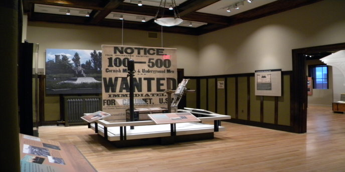 An exhibit on the second floor of the Calumet Visitor Center showcases objects preserved in the park's museum collection. An exhibit on the second floor of the Calumet Visitor Center showcases objects preserved in the park's museum collection.