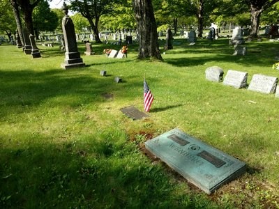 A large collection of grave markers form lines in a cemetery.