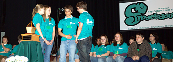 photo: The winners of the 2008 High School Local History Smackdown, the Painesdale Minds, deliberate a question.