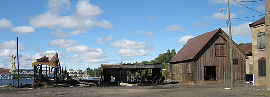 Remains of the carpenter shop after the fire at the Quincy Smelter.