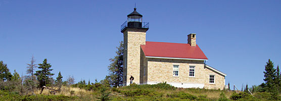 Replaced by an automated light, the historic Copper Harbor Lighthouse features exhibits for visitors to Fort Wilkins State Park.