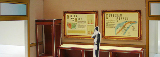 Artist model of exhibit area in the Union Building. Image courtesy of the office of Krister Olmon. Artist model of exhibit area in the Union Building. Image courtesy of the office of Krister Olmon.