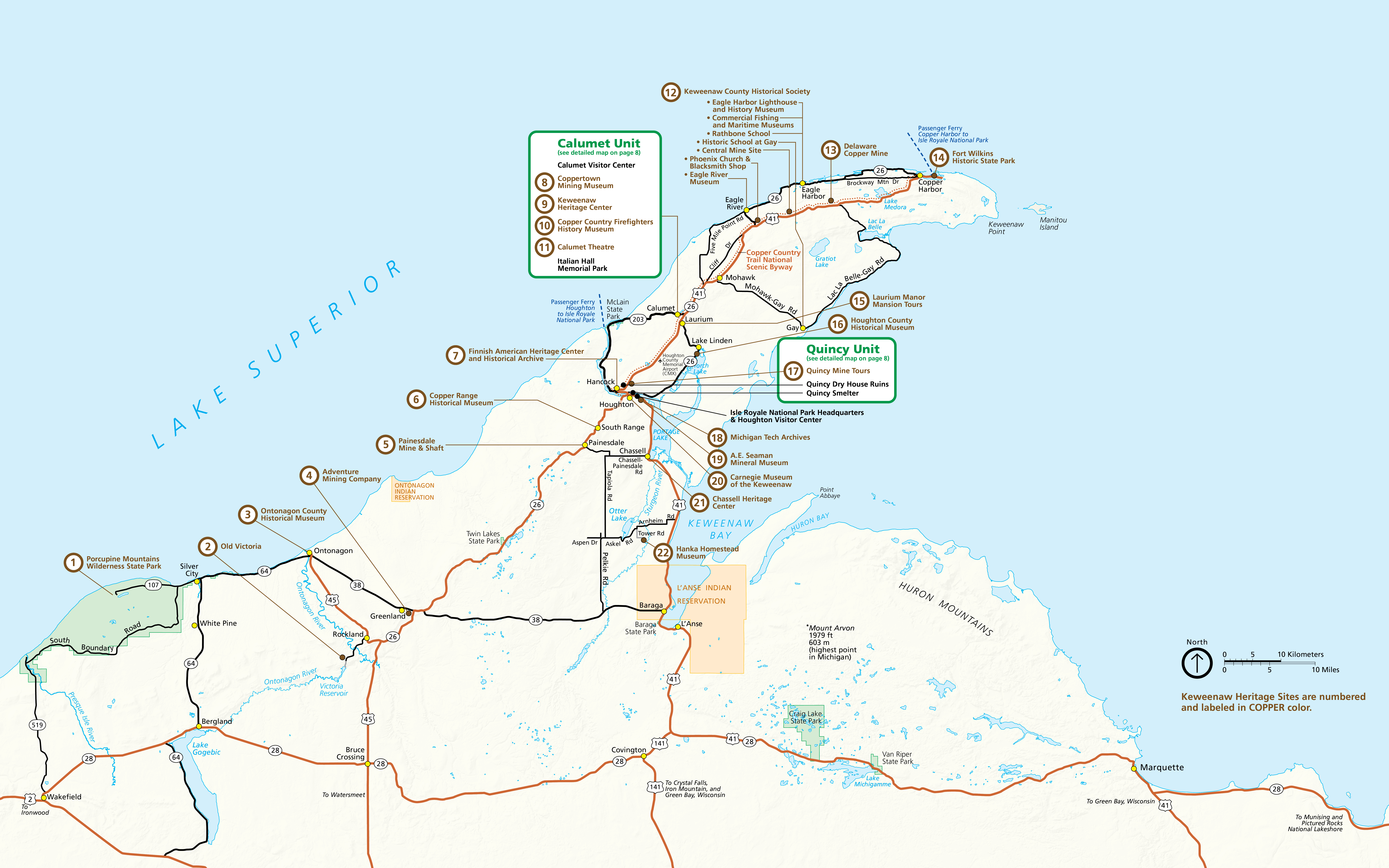 Keweenaw Map of Heritage Site Partner locations