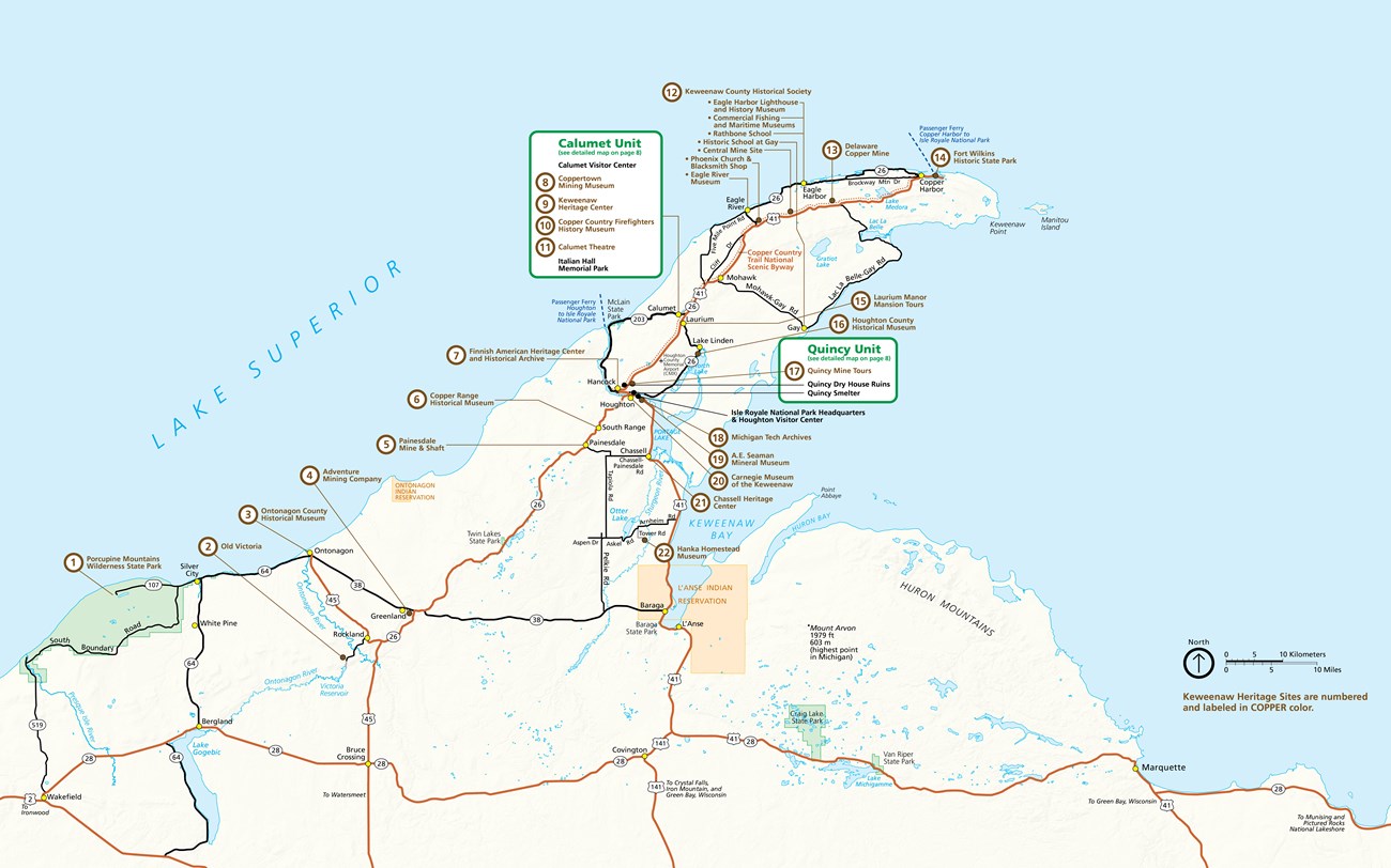 Keweenaw Map of Heritage Site Partner locations