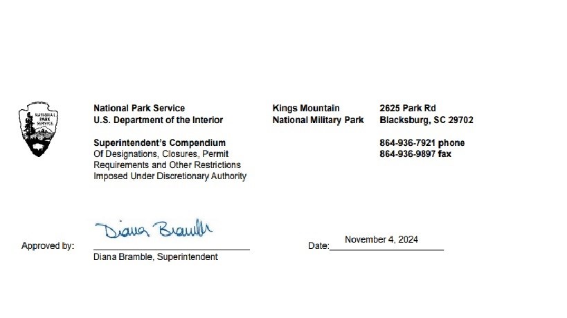 Superintendent's Signature Kings Mtn