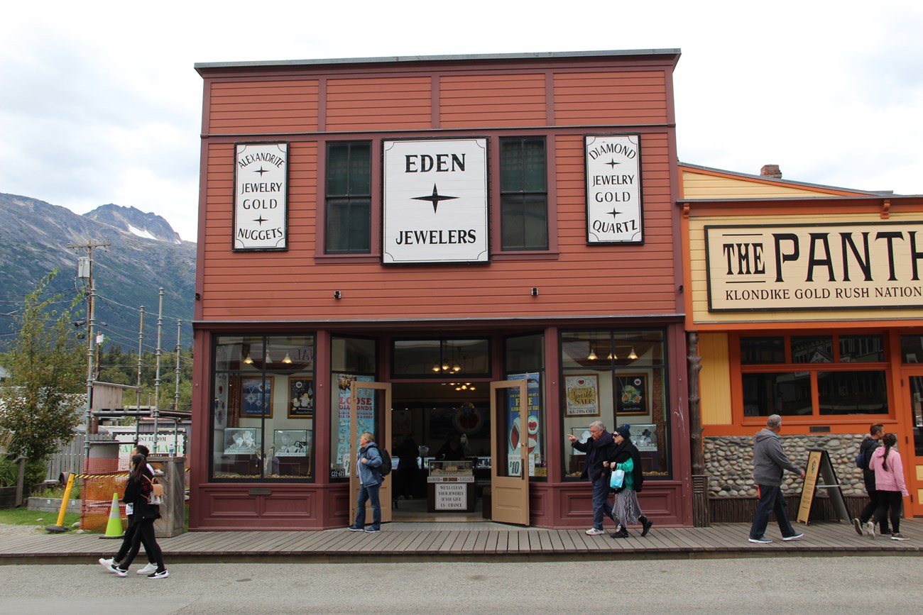 Two-story red building with flat roof