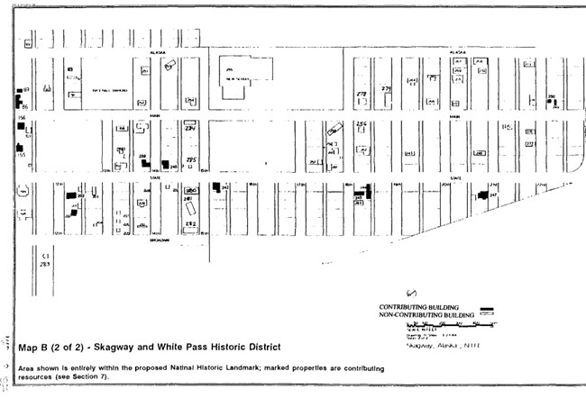 1999 map showing remaining resources within Skagway.
