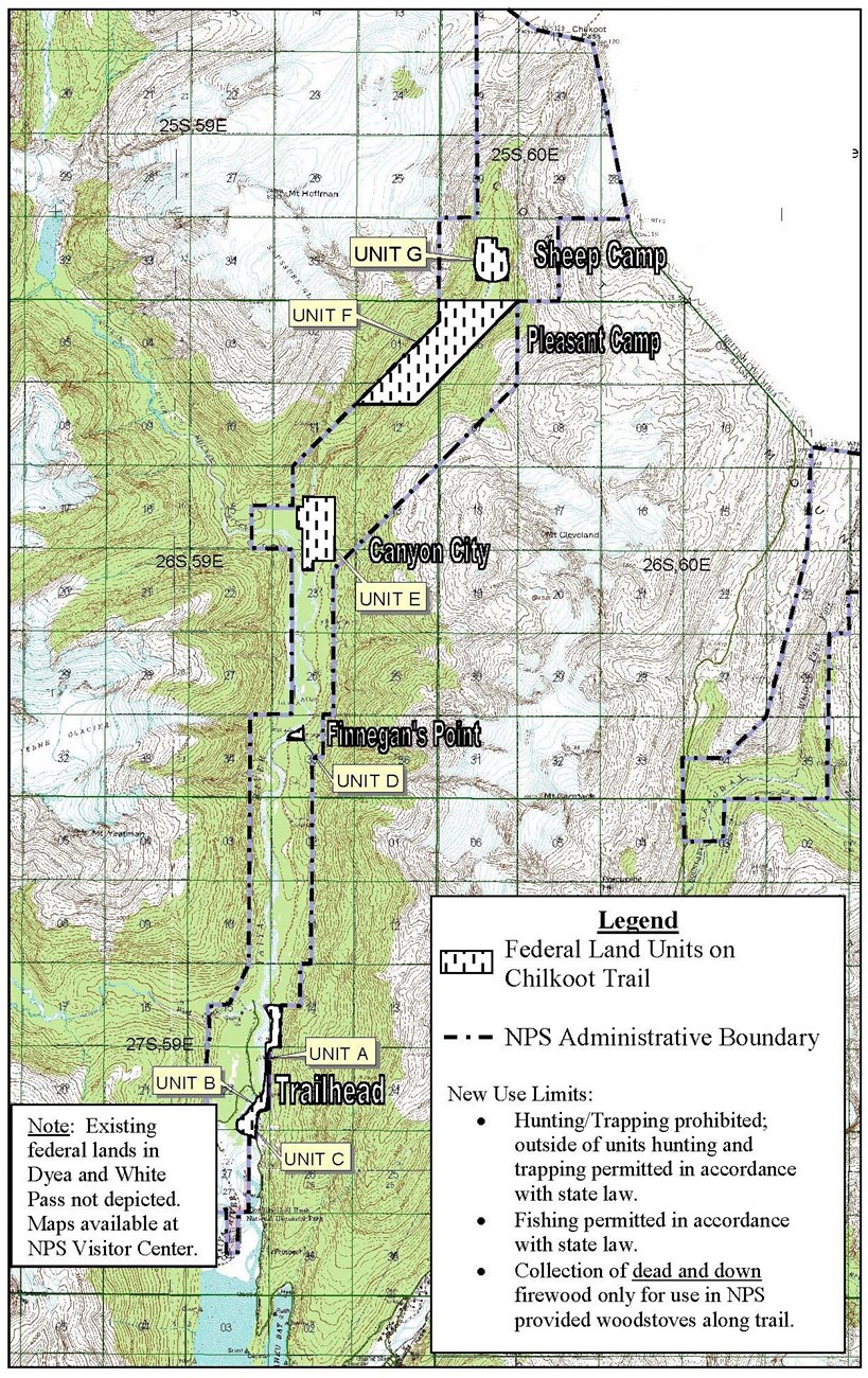 Topgraphic map with park owned parcels marked