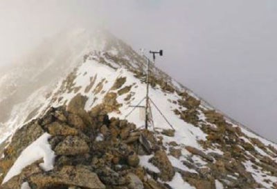 Weather station on a mountain ridge.