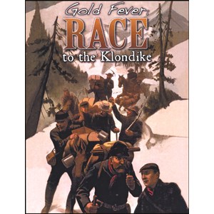 Poster with text "Gold Fever: Race to the Klondike"