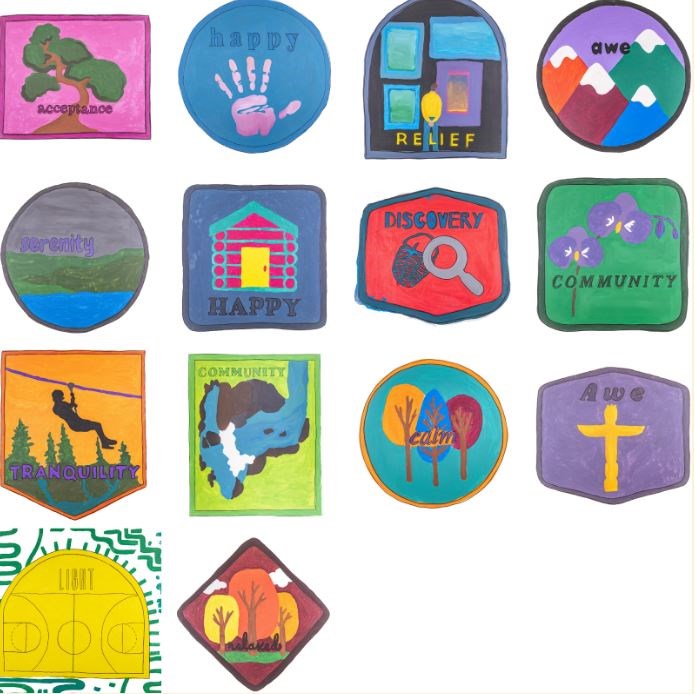 Fourteen graphics of various colors.