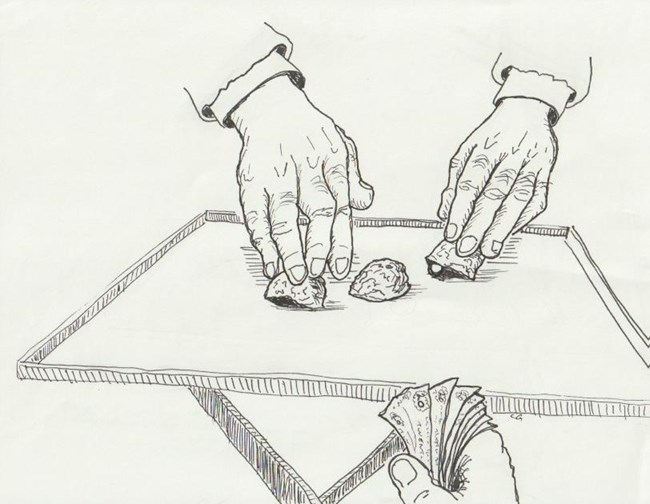 Line drawing of the sure-thing game