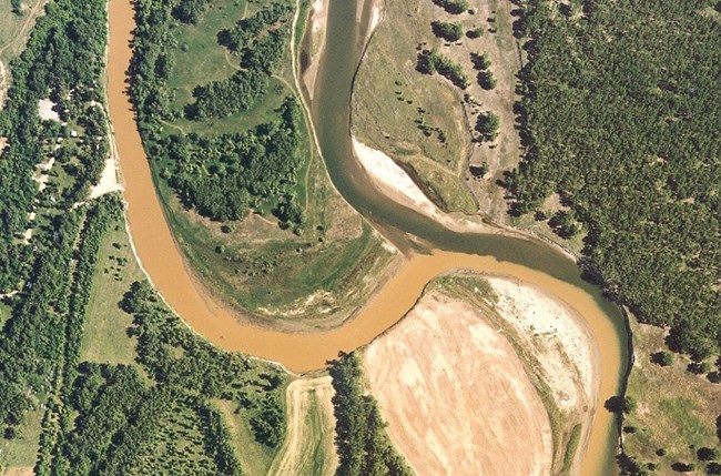 Confluence of the Knife River and a small arm of the Missouri River