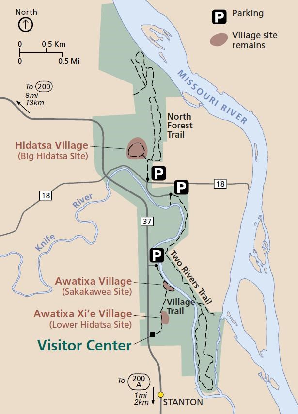 Knife River Indian Villages Trail Map | Historic Sites In North Dakota