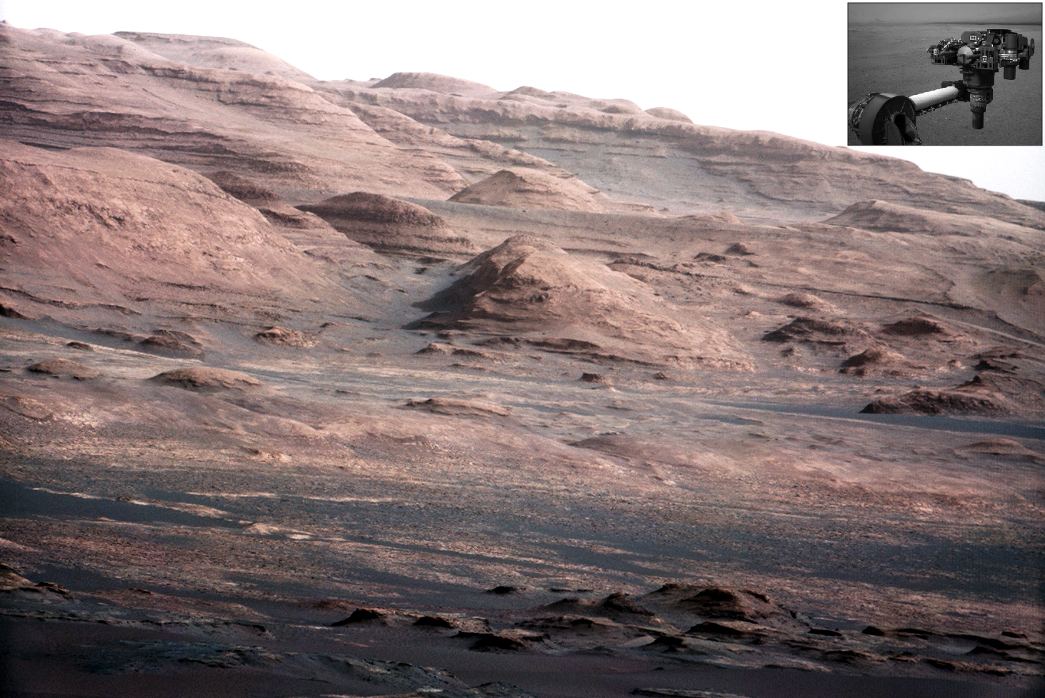 PIA16105 Mount Sharp Dark Dunes w Curiosity Embedded