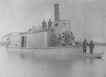 black and white photo of a steamship