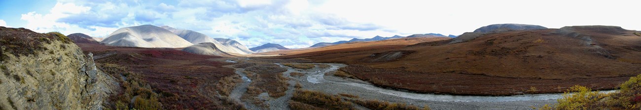 stream and fall colors on a mountain landscape