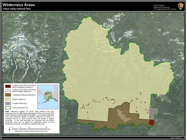 Map depicting the wilderness area of Kobuk Valley