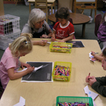 Students working on trunk activities in their classroom