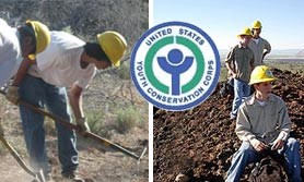 2 photos of YCC kids at work and at rest