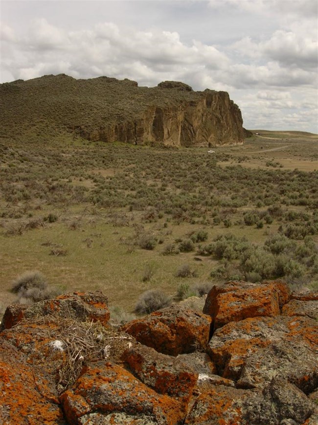 A rock wall from a distance