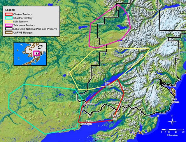 map with lines drawn on it to indicate wolf pack territories around lake clakr and the surrounding area