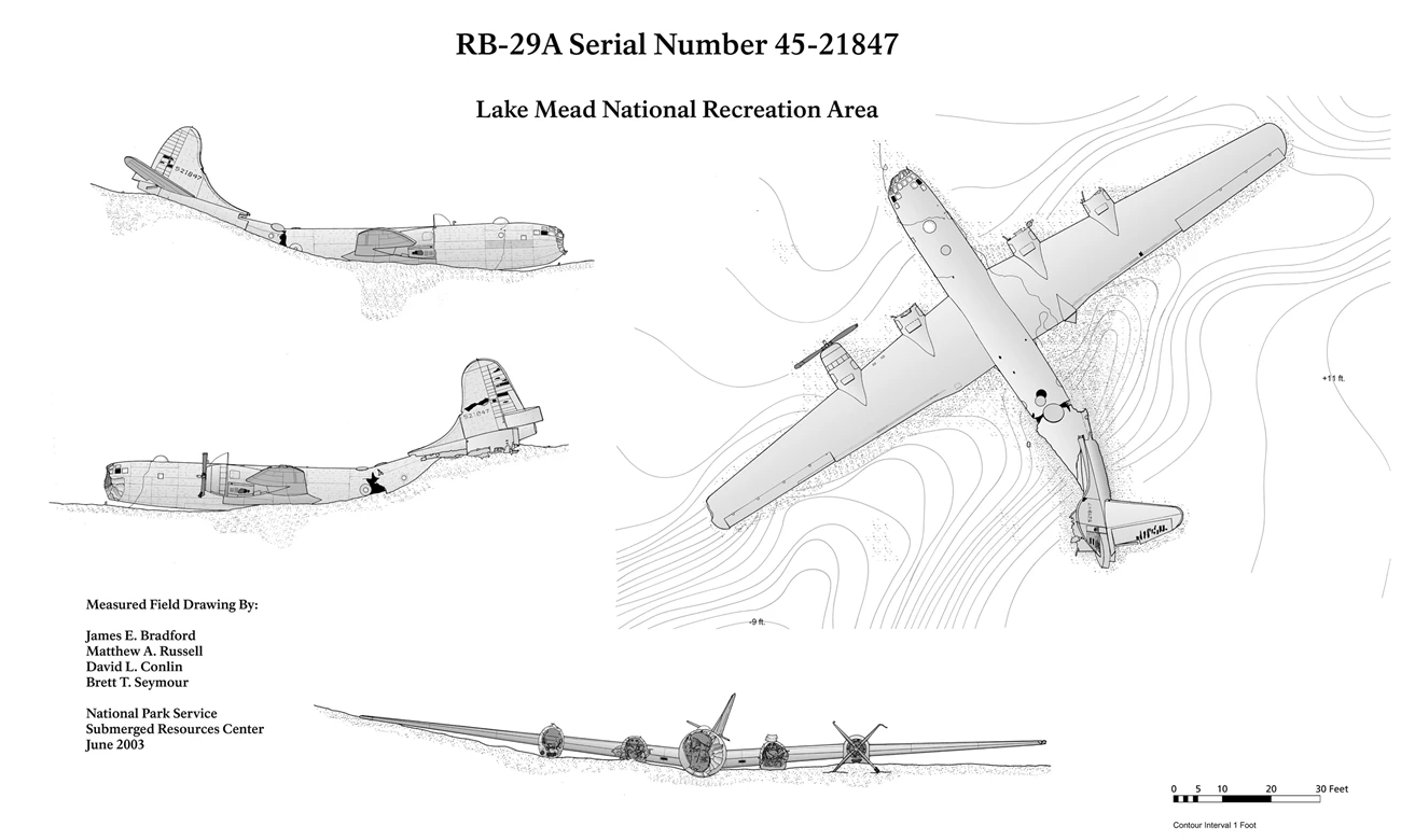 National Park Service site plan of the submerged Lake Mead B-29