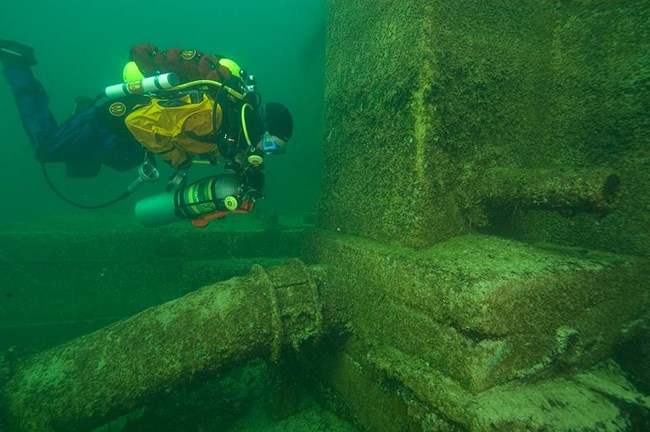 Diver viewing the aggregate plant underwater