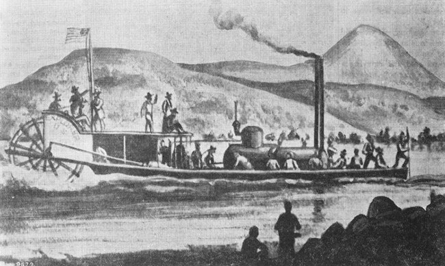 Drawing a steamboat on the Colorado River