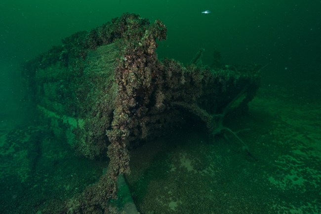 Work barge underwater at Lake Mead National Recreation Area