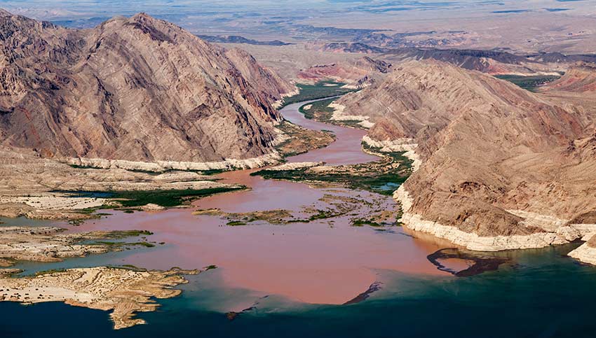 The Colorado River feeds into the Virgin Basin