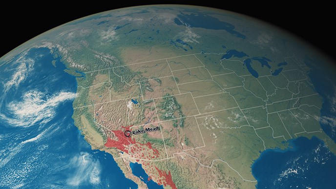 Graphic showing a map of North America, showing the desert bighorn sheep range.