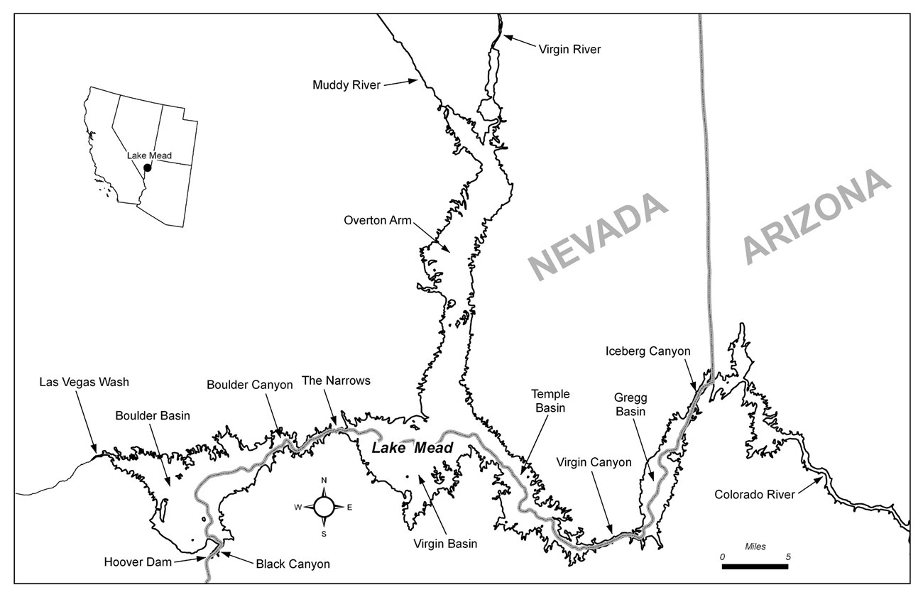 Lake Mead Overview figure 1, showing the location of the lake in Nevada and Arizona.