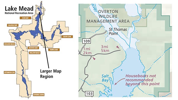 Map showing the location of St Thomas in the northern part of the park.