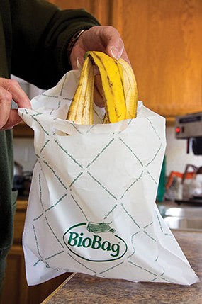 Banana skin placed in BioBag Banana skin placed in BioBag