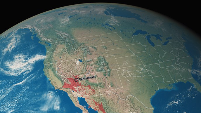Map of North America, showing the desert tortoises range.