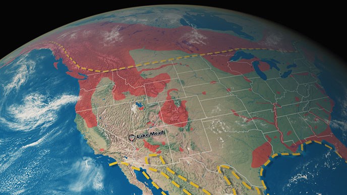 Map of North America, with the bald eagles breeding range.